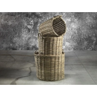 Picture Italian set of 3 rattan baskets with handles - Guarnieri