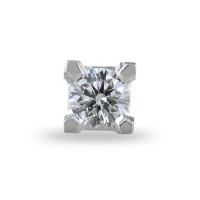 Picture Italian point earring for men in white gold and diamond