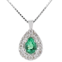 Picture Exclusive Italian necklace with an emerald pendant and diamonds