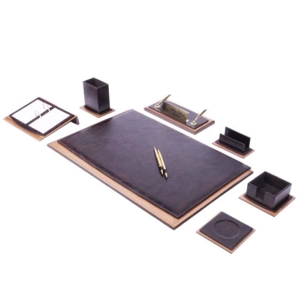 Picture Unique desk equipment - eco-leather and wood finish