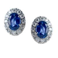 Picture Stylish Italian earrings with sapphires and diamonds – large model