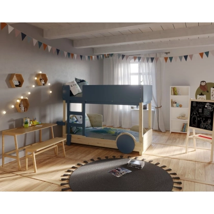 Picture Montessori - bunk bed adaptable to a single bed/canopy - Mathy by Bols