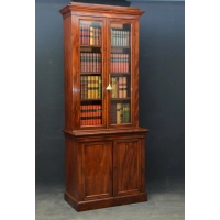 Picture Victorian style bookcase, made of mahogany - antique