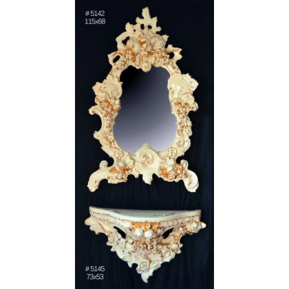 Zdjęcie Ceramiczne lustro z konsolą w stylu barokowym