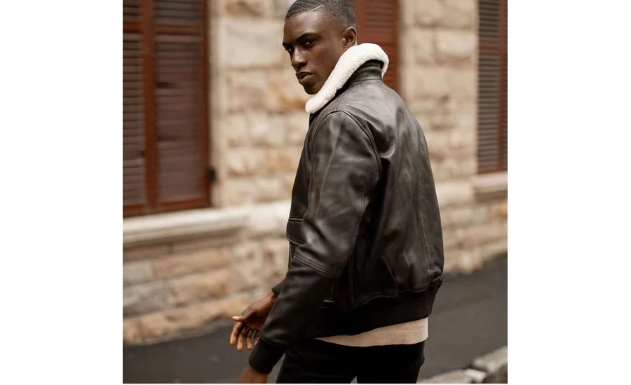 picture 7 Elegante chaqueta de cuero para hombre con cuello
