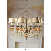 Picture Elegante lámpara de araña de 6 luces con bolas de cristal de Murano e Imperini - Il Paralume Marina