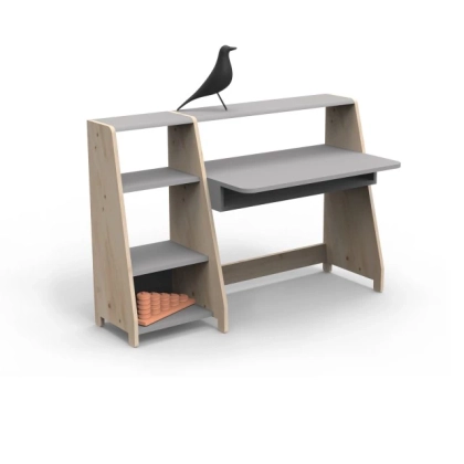Picture ASYMMETRY - MONTESSORI children's desk with shelves in Scandinavian style - Mathy by Bols