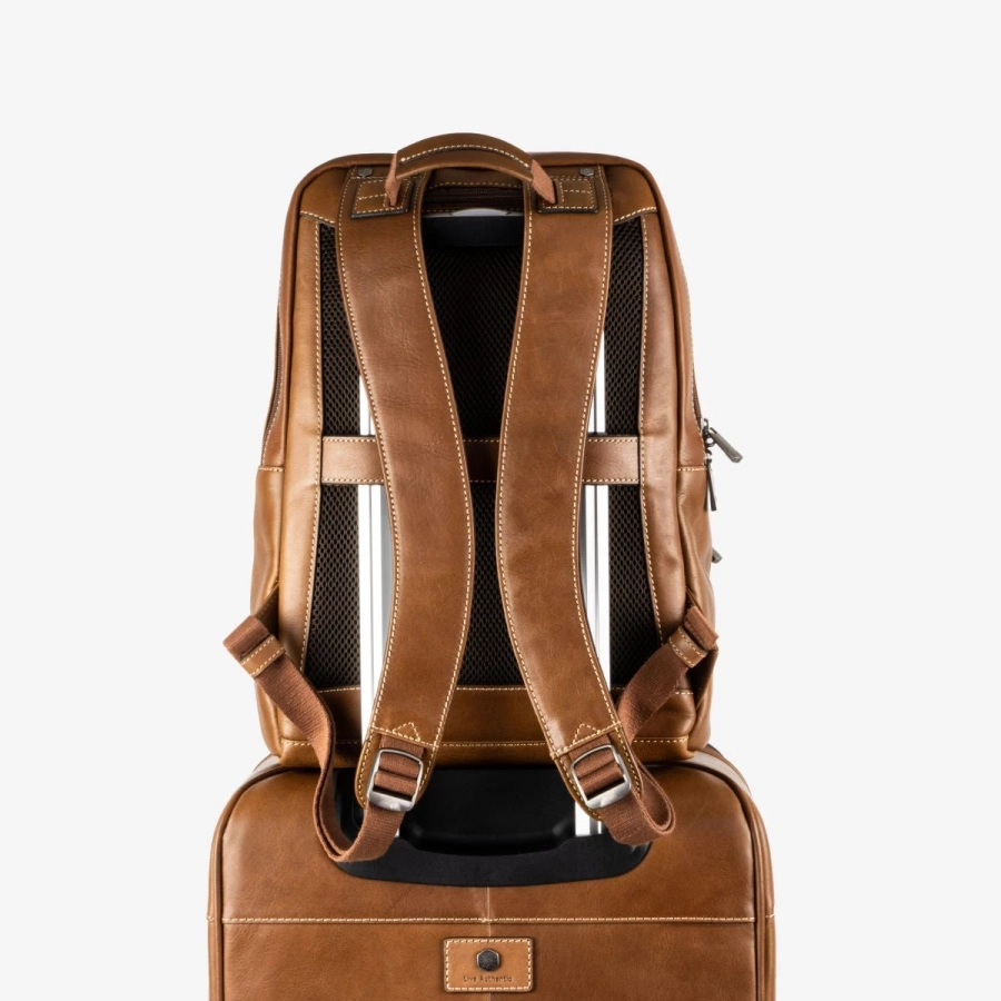 picture 5 Compact brown leather laptop backpack