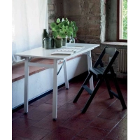 Picture Table with foldable leg structure in solid wood, white