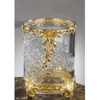 Picture Waste bin in engraved crystal and gilded bronze
