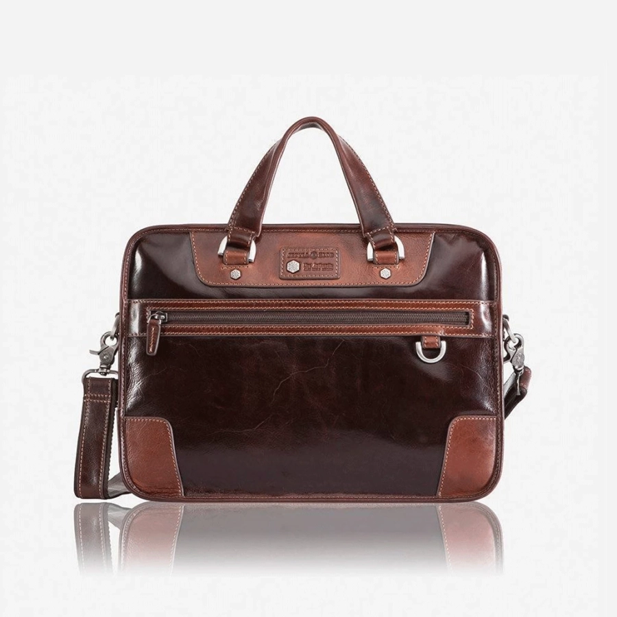 picture 1 Medium brown leather laptop bag