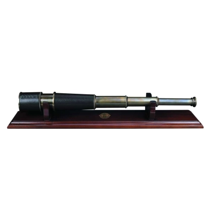 Picture Beautiful vintage telescope on a wooden stand - Authentic Models