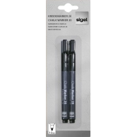 Picture Two black chalk markers for use on smooth glass and sealed surfaces