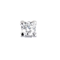 Picture Italian point earring for men in white gold with a diamond