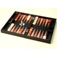 Picture A wooden set covered with leather for playing Backgammon
