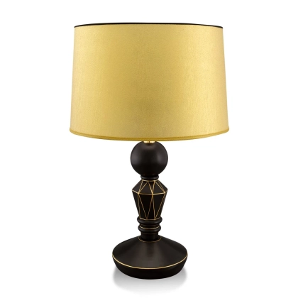 Zdjęcie Geometryczna ceramiczna lampa stołowa zdobiona złotem - Ahura