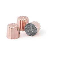 Picture Set of 3 fluted cake molds made of solid copper - Cu Artigiana