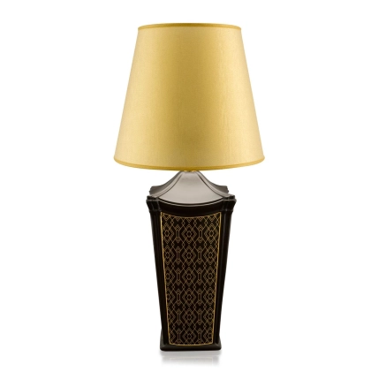 Zdjęcie Ceramiczna lampa stołowa ze złotym wzorem - Ahura