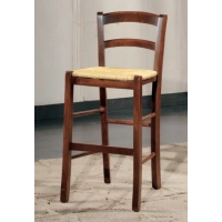 Picture Low stool with backrest, straw seat - Fratelli Mirandola