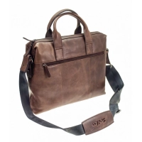 Picture Dark brown leather laptop bag
