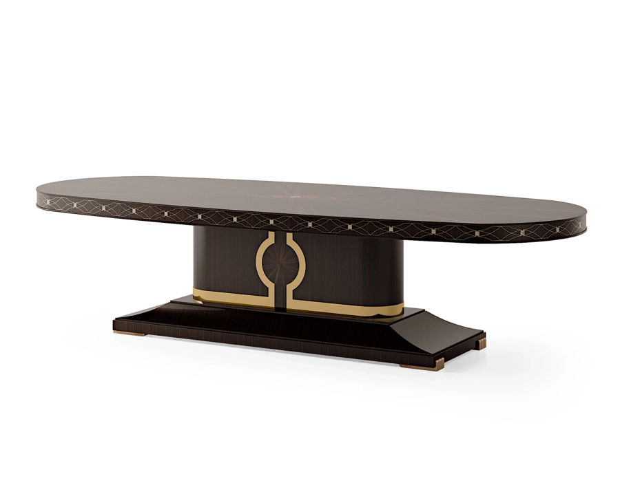 picture 1 Mesa de comedor clásica italiana marrón con tapa fija – Bianchini